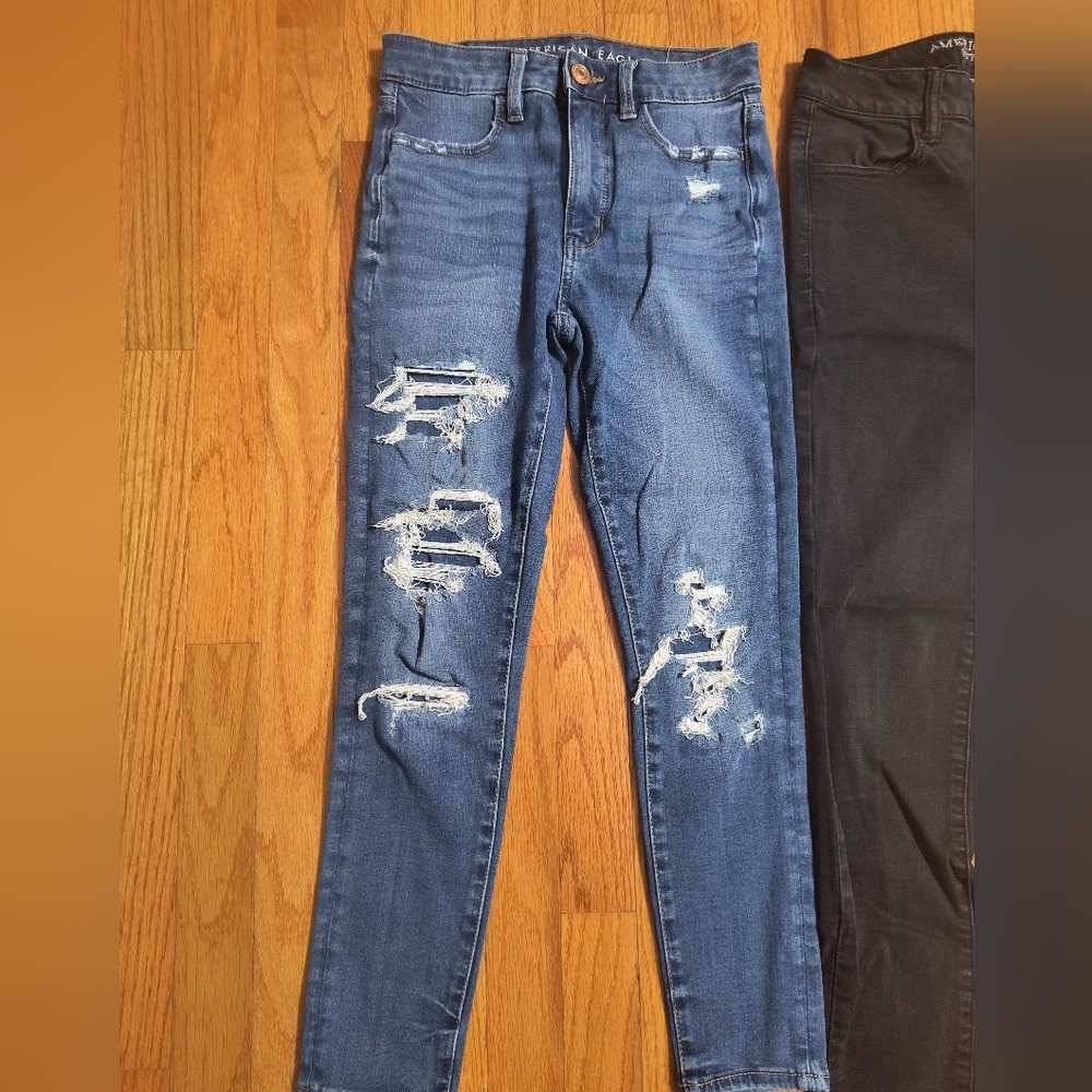 3 Pairs Of American Eagle Skinny/Cropped Skinny Jeans, Women's Size 2 Regular - Picture 6 of 16